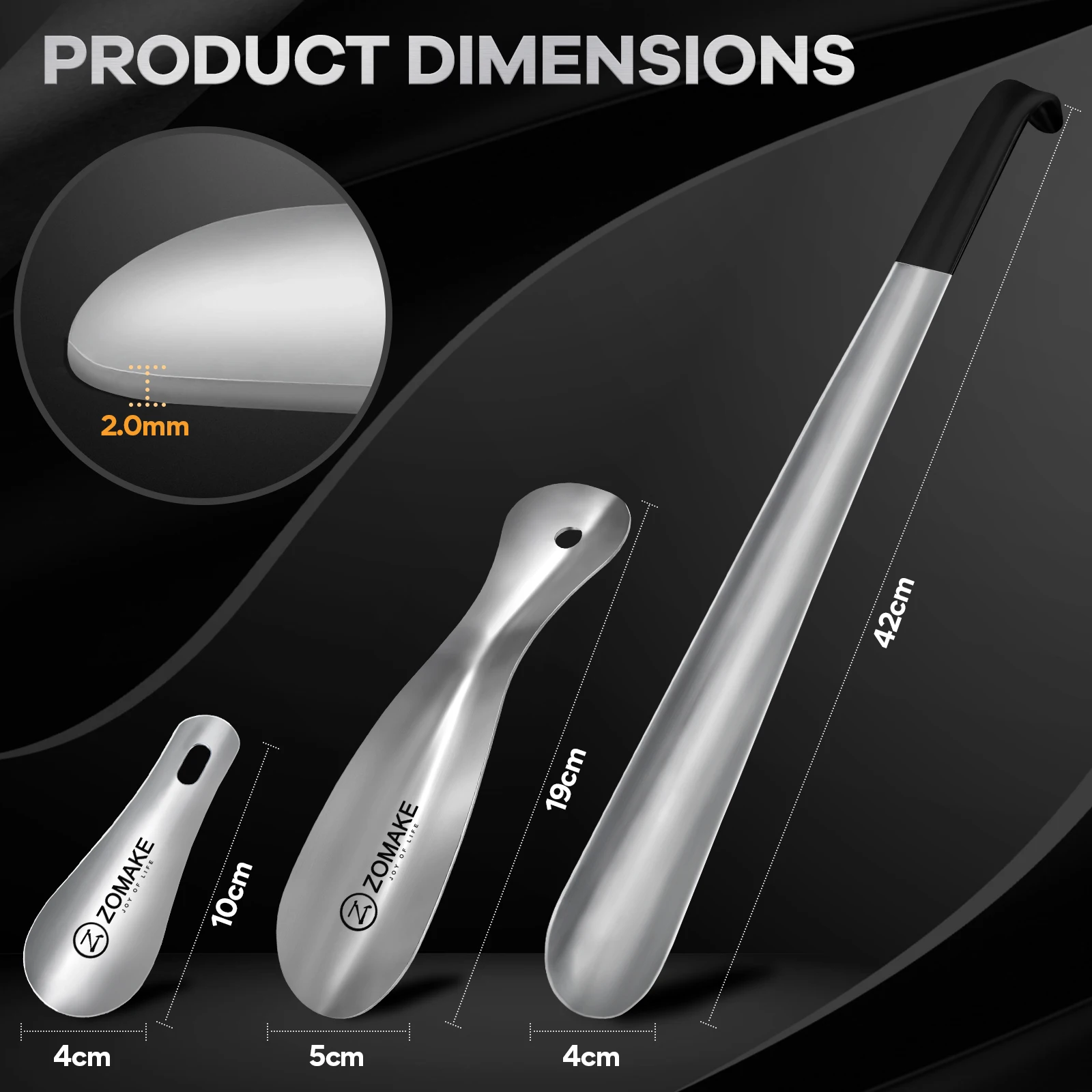 3 шт. металлический обувной рожок с длинной ручкой