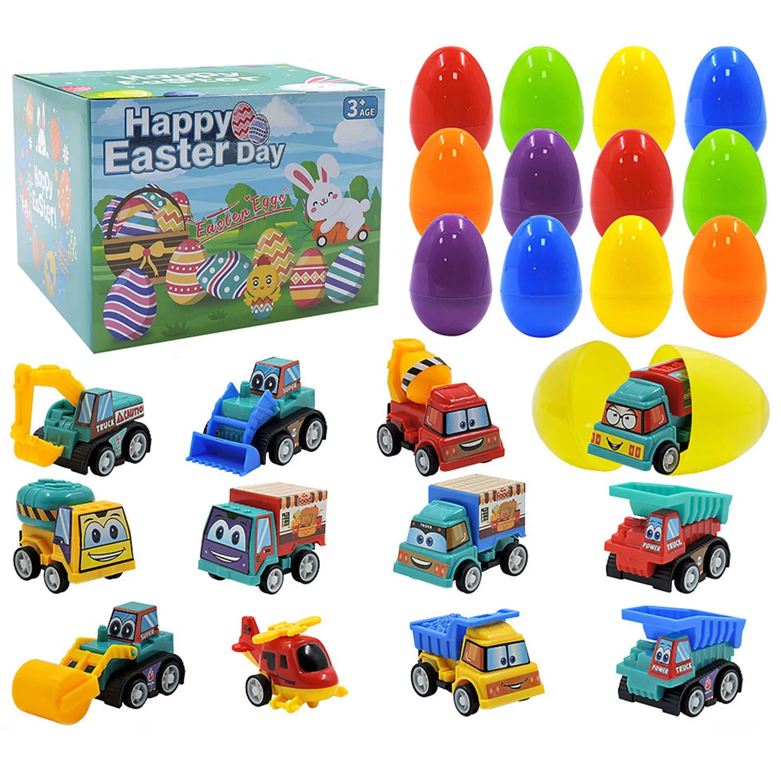 12 Упаковок Предварительно Заполненных 2 5-дюймовых Пластиковых Пасхальных Яиц С