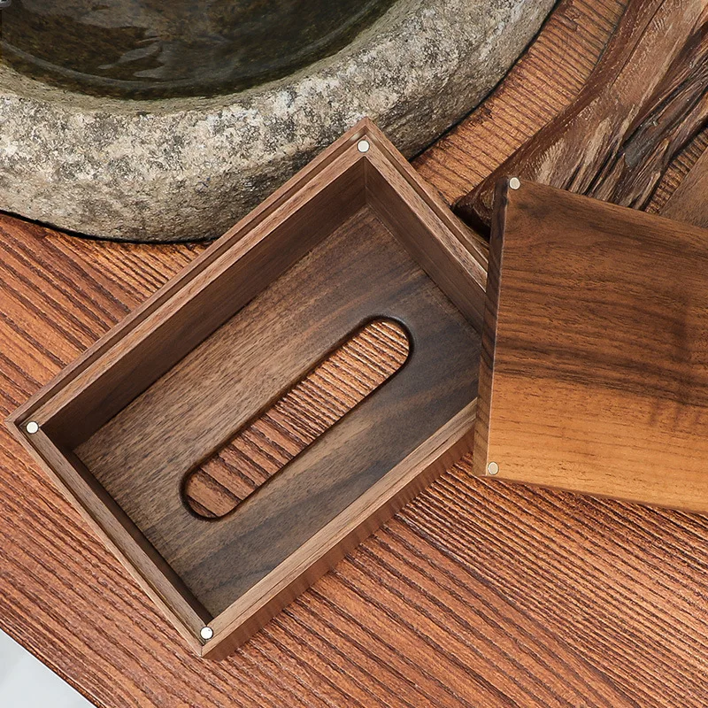 Минималистичные черные ореховые коробки для салфеток современный деревянный