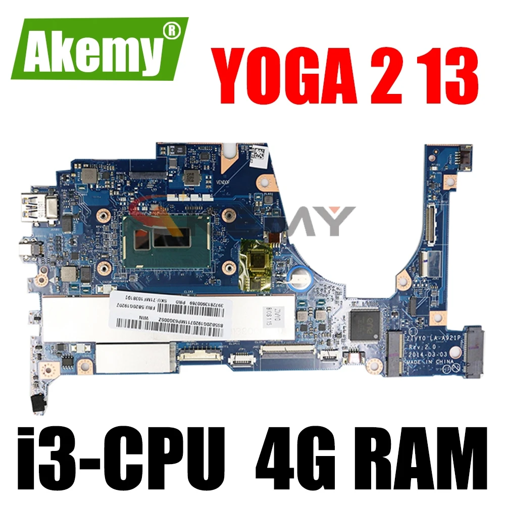 ZIVY0 LA-A921P motherboard for Lenovo YOGA 2 13 notebook motherboard CPU i3 4G RAM DDR3 100% test work