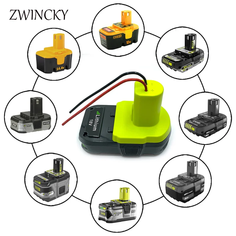 

Battery Adapter for Ryobi One Plus 18v Lithium-ion Battery Power Tool DIY 12 Awg Wires Connector P108 P107 Converter（No Battery）