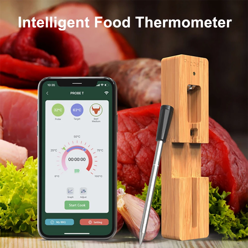

Беспроводной Bluetooth термометр для мяса, Цифровой Кухонный Термометр для приготовления пищи, барбекю, мяса, инструменты для измерения температуры для духовки, гриля
