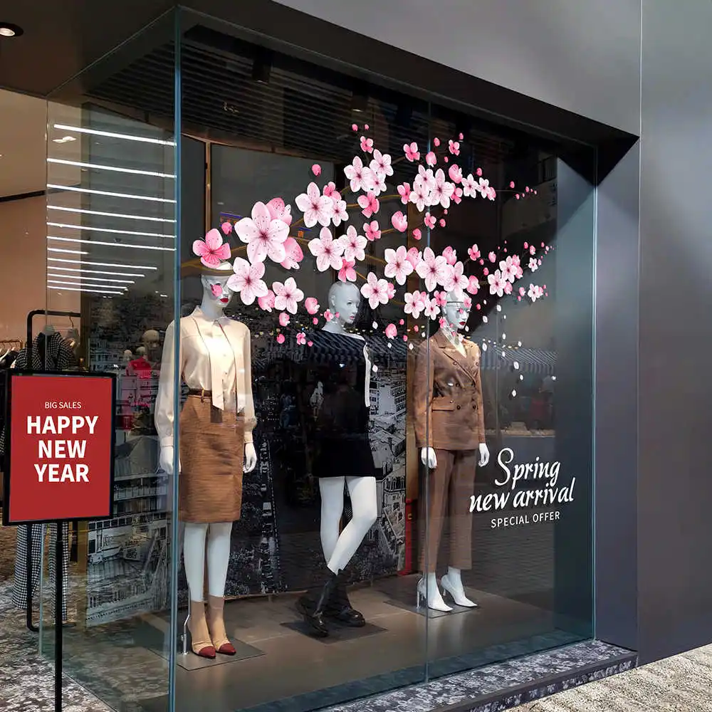 QiAds индивидуальная весенняя романтическая нашивка на окно с цветком вишни