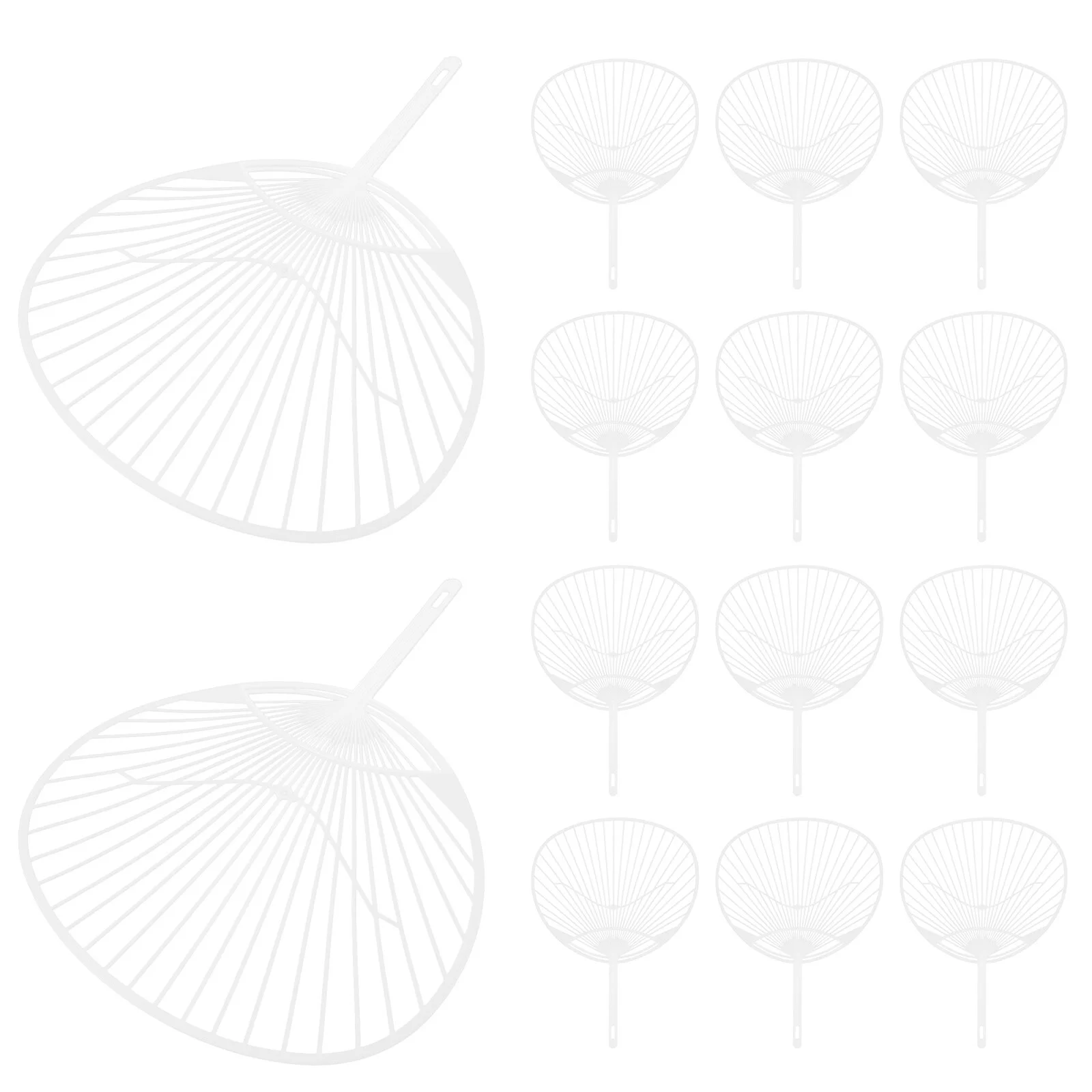 

20pcs Japanese Fan Uchiwa DIY Kit Hand-held Fan Framework for DIY Crafts (White)