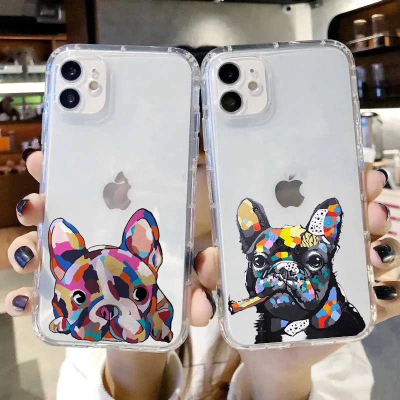 Pug Dog French Bulldog Shockproof Phone Case for IPhone 12 11 13 Pro Max 14 8 7Plus X XR XS MAX Couple Lover Friends Cover Coque