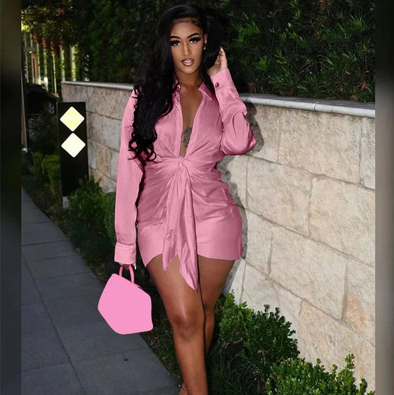 

WUHE Sexy Girl Bodycon Mini Irregular Dress for Women Full Sleeve Summer 2022 Sexy Party Club Silks Night Dresses