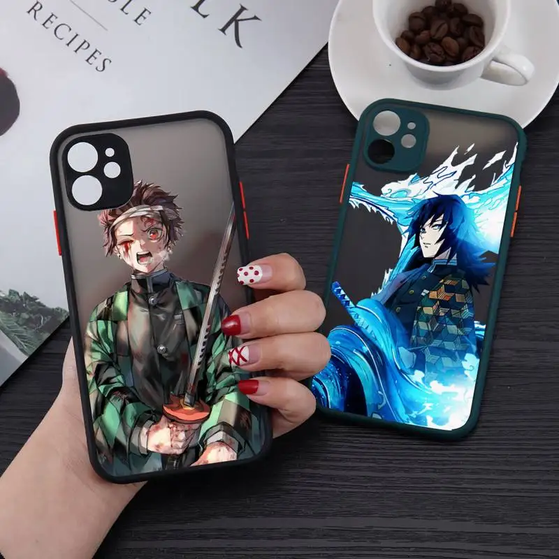 

Demon Slayer2 Phone Case For iPhone 13 12 11 Mini Pro XR XS Max 7 8 Plus X Matte transparent Back Cover