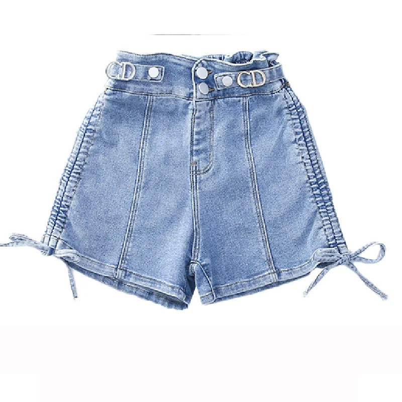 

2022 Summer New Shorts Children's Suits Fashion Jeans Girls Casual Pants Little Girls Summer Suits Blue Jeans Bud Sleeves Tops