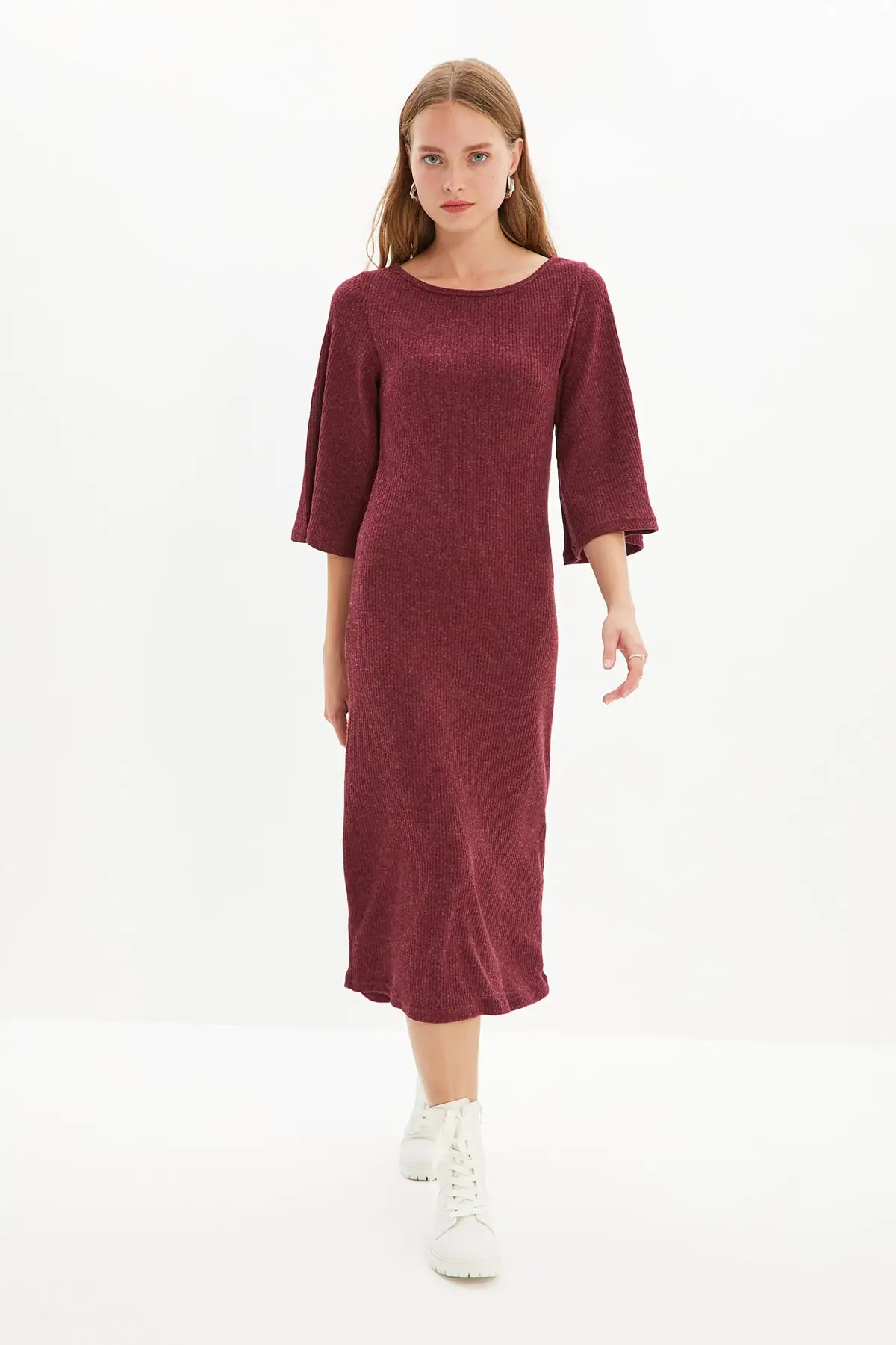 

Trendyol Boat Neckline Fake Knitwear Knit Dress TWOAW22EL1609