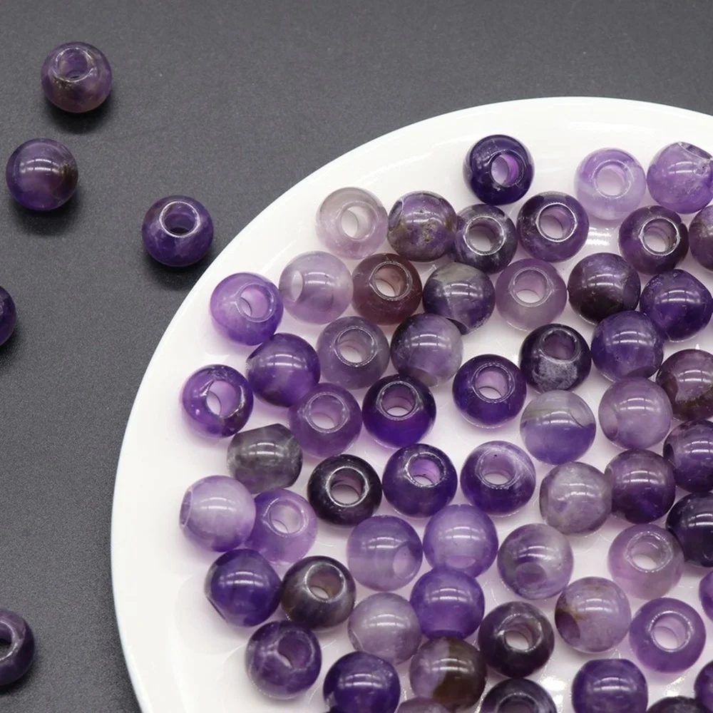 

5 Pcs/bag Large Hole Loose Beads Natural Stone Amethyst Hole Size 5 mm DIY Making Necklace Bracelet Accessory Supplies