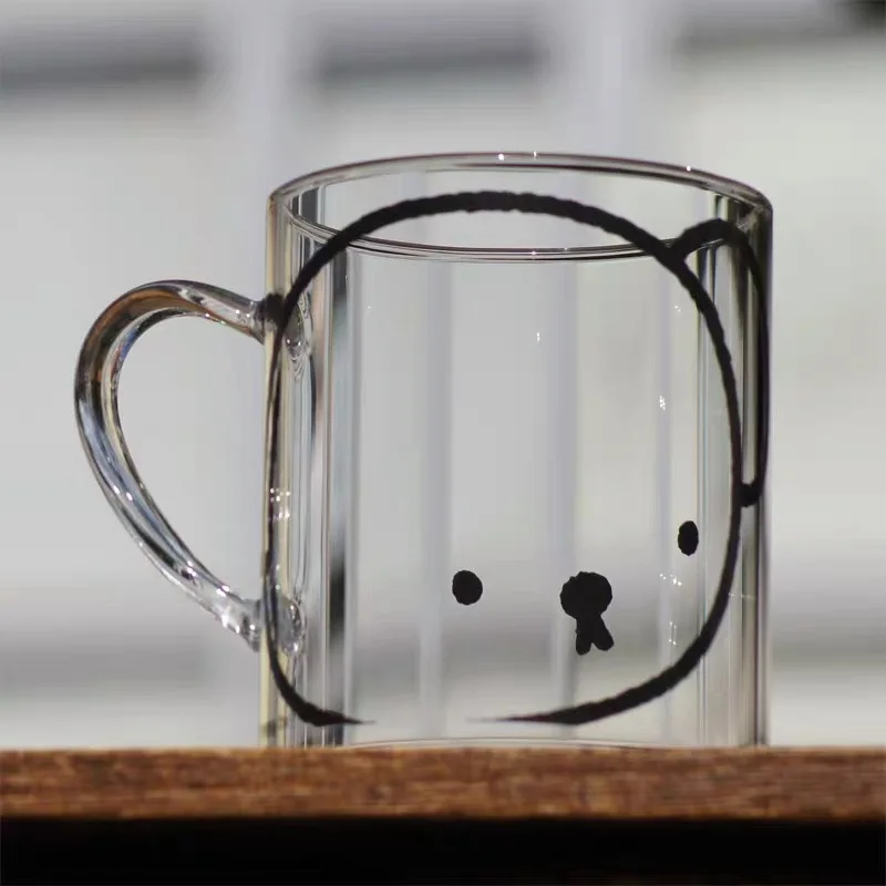 

330ml Cute Cartoon Bear Glass Cup Borosilicate Coffee Mug With Handle Heat Resistant Milk Juice Tea Cup Drinkware Birthday Gifts