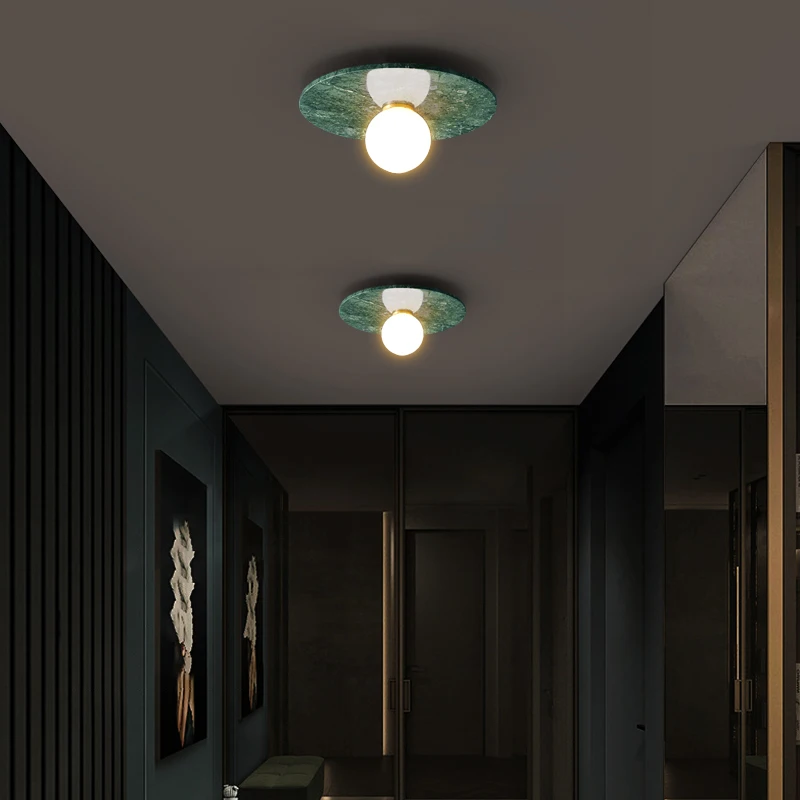 

Light luxury minimalist marble ceiling lamp Nordic home bedroom cloakroom aisle lamp balcony corridor all copper lamps