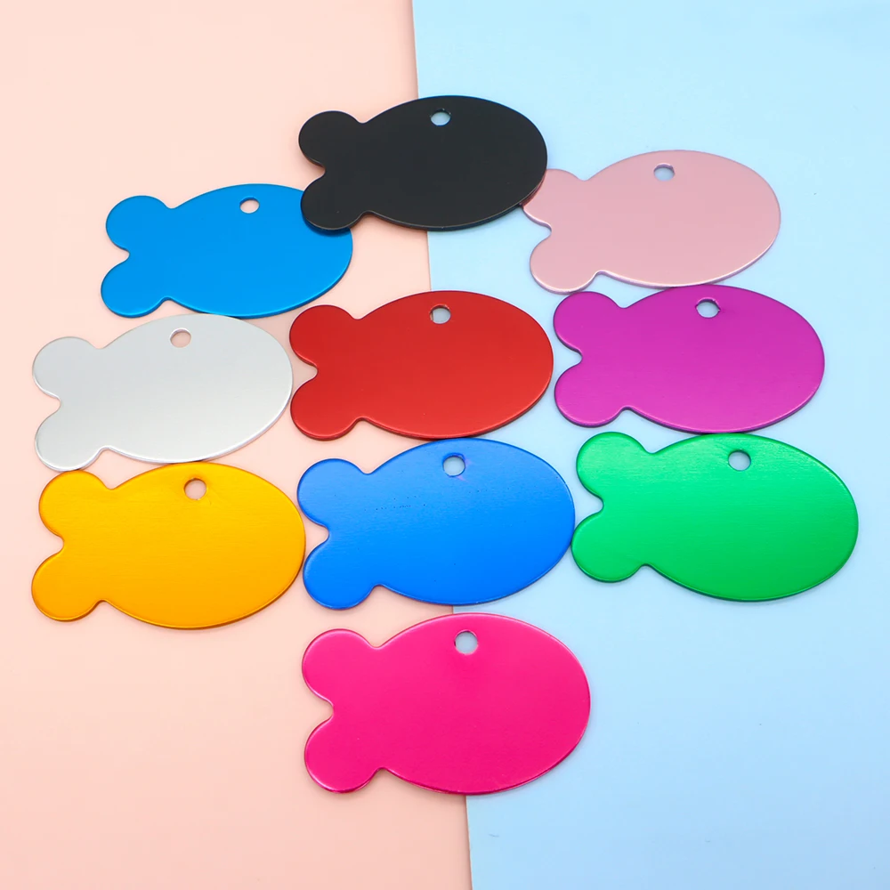

Wholesale 100PCS Personalized Small Fish Cat Dog Necklace Accessories Pet ID Tag Pendant Key Ring Anti Lost Small Gift