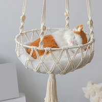 large macrame cat hammock macrame hanging swing cat dog bed basket home pet cat accessories dog cats house puppy bed gift