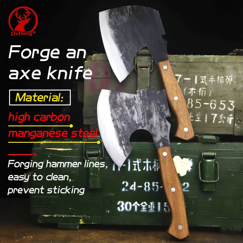 

High carbon manganese steel forging, thickening, cutting, slicing, multi - purpose axe, high hardness tactical axe, logging axe
