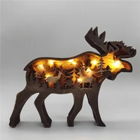 led night light wolf bear elk wooden table ornament kids gifts party bedroom decor night lamp christmas decoration for home wall