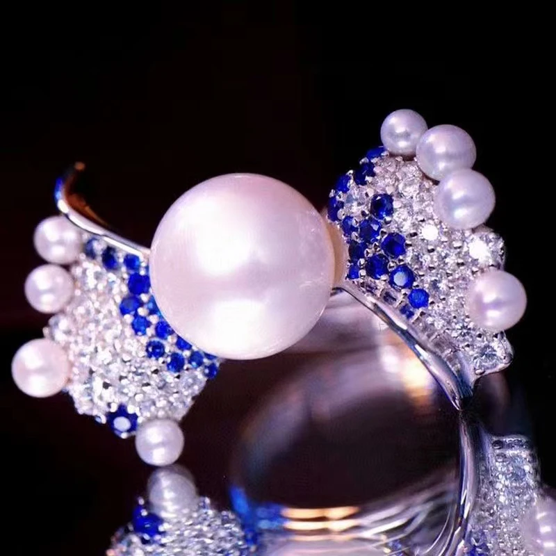 Женское кольцо из серебра 925 пробы с натуральным жемчугом