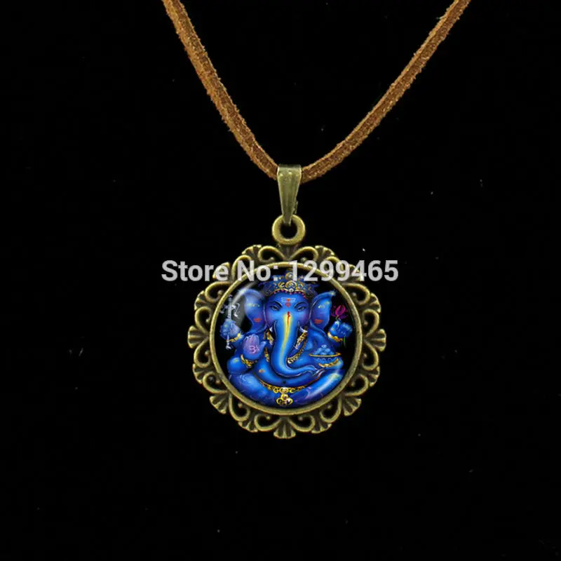 

Lord Shiva Geneisha Leather Necklace Indian jewelry Antique Bronze plated pendant Hinduism pulseras zen jewelry L 588