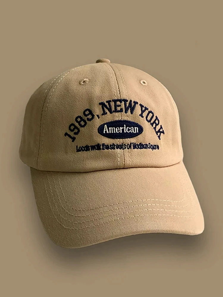 

1989 American Retro Men's And Women's Baseball Caps Street Lettered Embroidery Retro Flat Caps Solid Black And White Hip Hop Cap