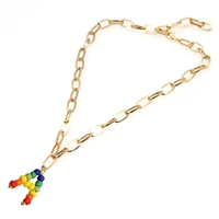 handmade special rainbow color glass seed beads multiple letter pendant necklace for woman and man as event and party gift