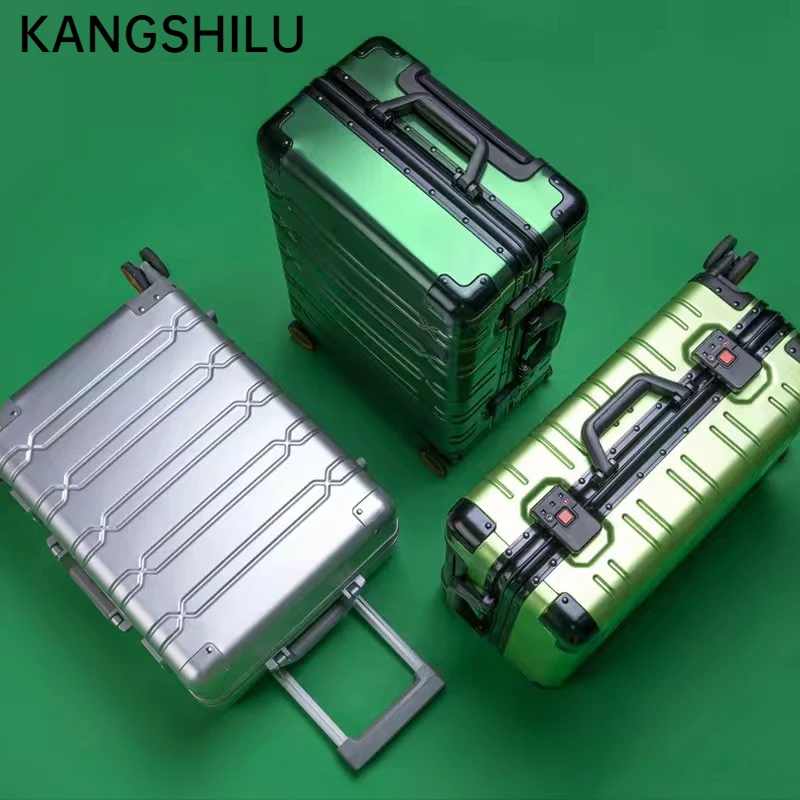 Дорожный чемодан KANGSHILU из алюминиево-магниевого сплава, мужской деловой чемодан на колесах, чемодан на колесах, ручная кабина
