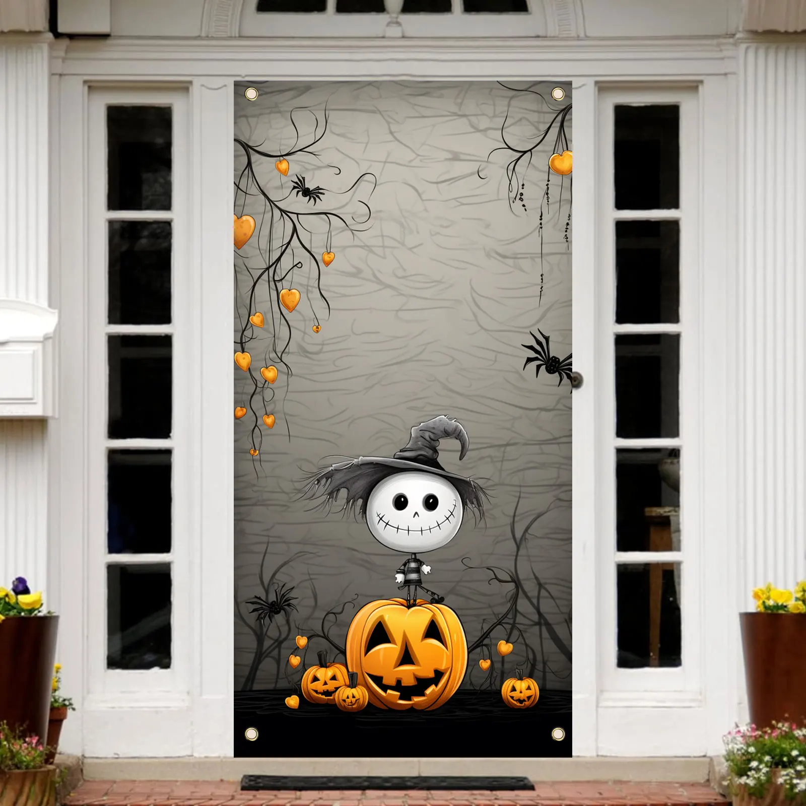 70 × 35 дюймов Хэллоуин искусственная тыква паук декоративный баннер