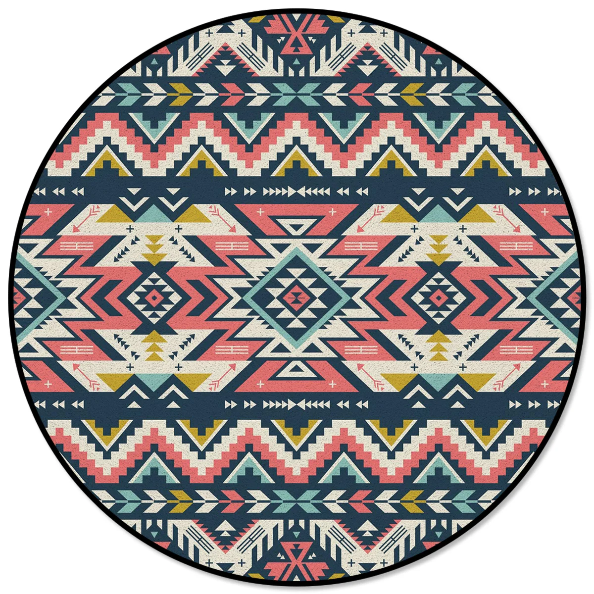 

Geometric Figures Retro Style Tribal Indian Rugs And Carpets For Home Living Room Round Rug For Children Rooms Non-slip