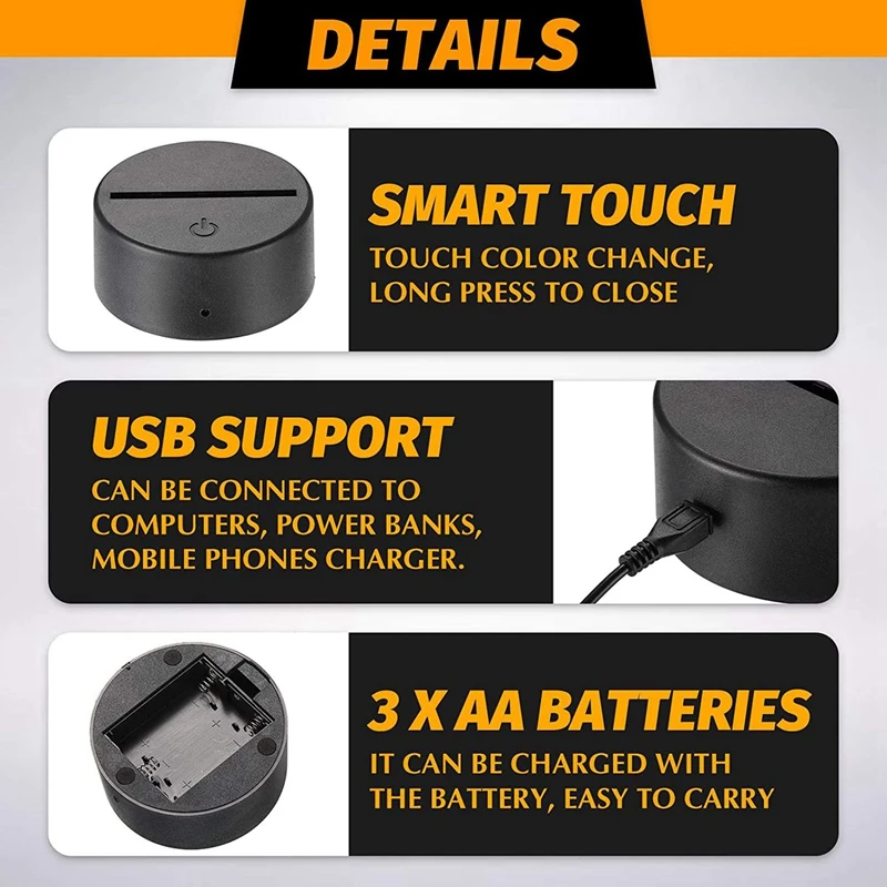 

3D Night LED Light Lamp Base LED Lights Display Base Lighted Base Stand 16 Colors With Remote Control And USB Cable