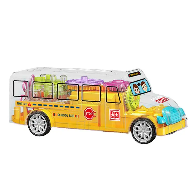 

Gear Transparent Car Toy Small Toy Bus City Bus Universal Driving Colorful Cool Sound And Light For Little Boys Toy Teacher