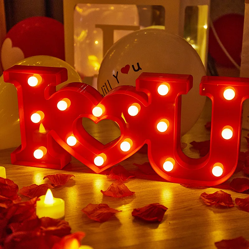 

Valentine's Day Bedroom Atmosphere Decorative Lamp LOVE JOY Letter Shape LED Night Light Wedding Party Decoration Table Ornament