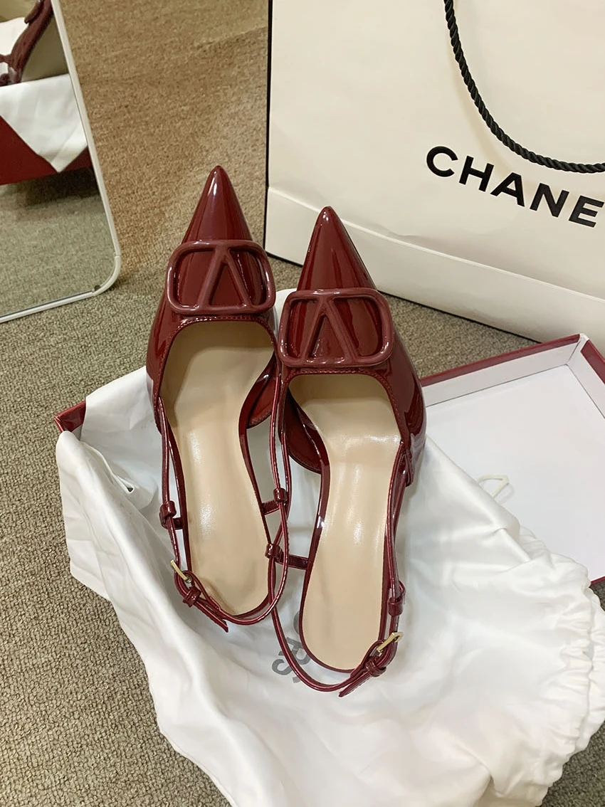 Women's Shoes Summer 2023 Luxury Brand High-heeled Sandals  Genuine Leather Pointed Toe Pumps Elegant Women Shoes Designer Shoes