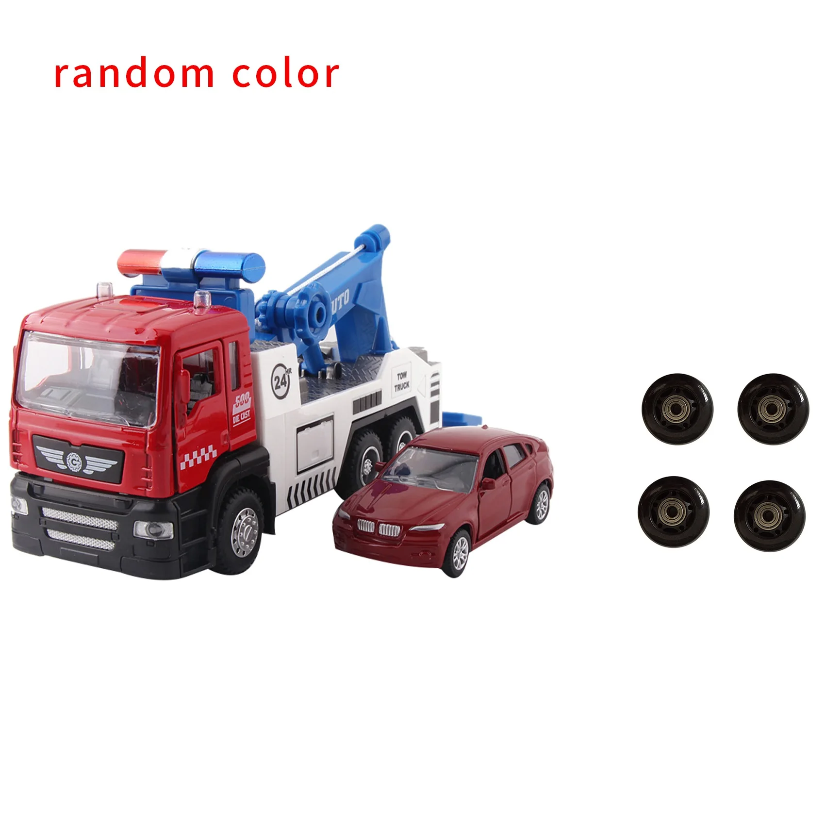 

1 Set Die-Cast Car Head Car Lights Sound Function Toy & 1 Set Roller Skates Rubber Wheels Anti-Skid Mute Roller Skates