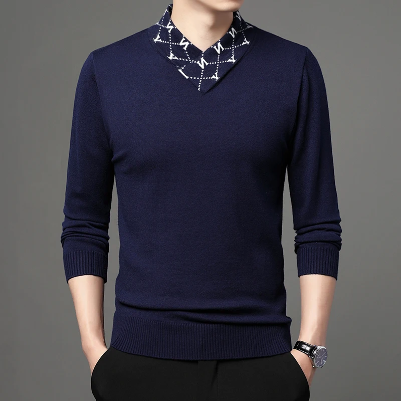 

High End Designer 2022 New Men's Knitting Pullover Scarf Collar Original Luxury Sweater Warm Autumn/Winter Casual Men's Clothing