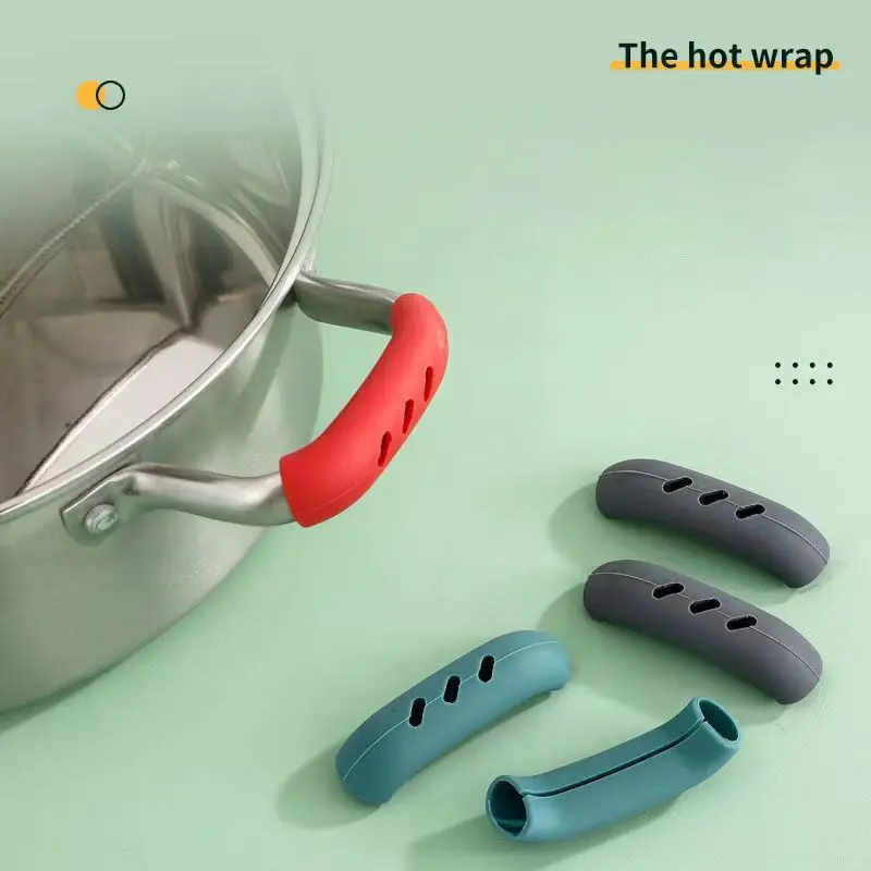 

2Pcs Silicone Pan Handle Cover Heat Insulation Covers Pot Ear Clip Oven Grip Anti-Hot Pot Clip Kitchen Accessories