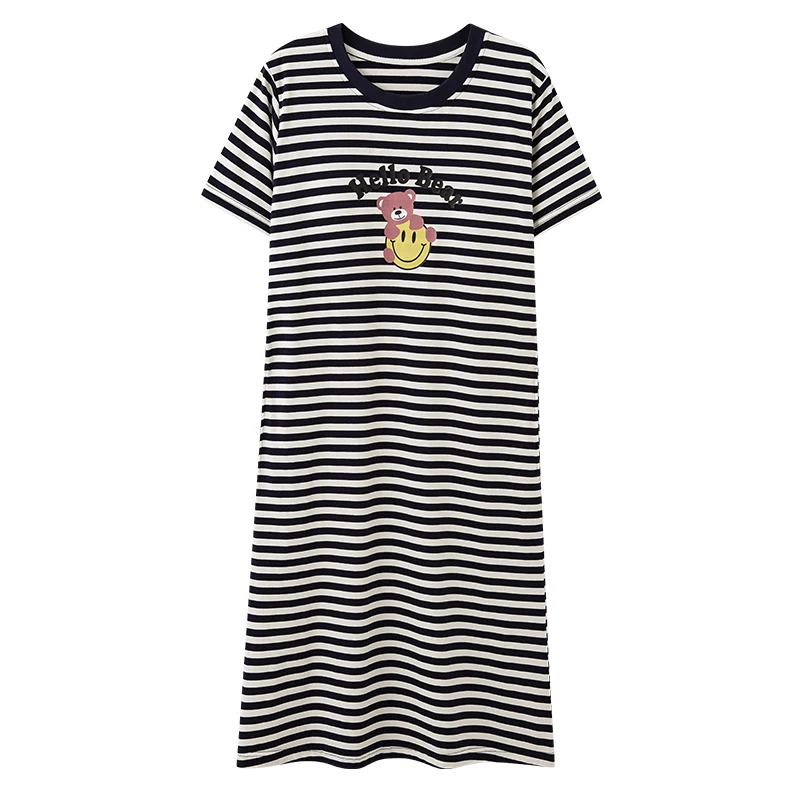 

Summer M-4XL Women Short Sleeve Nightdress With Chest Pad Femme 100% Cotton Nightwear Comfortable Casual Soft Female Sleepdress