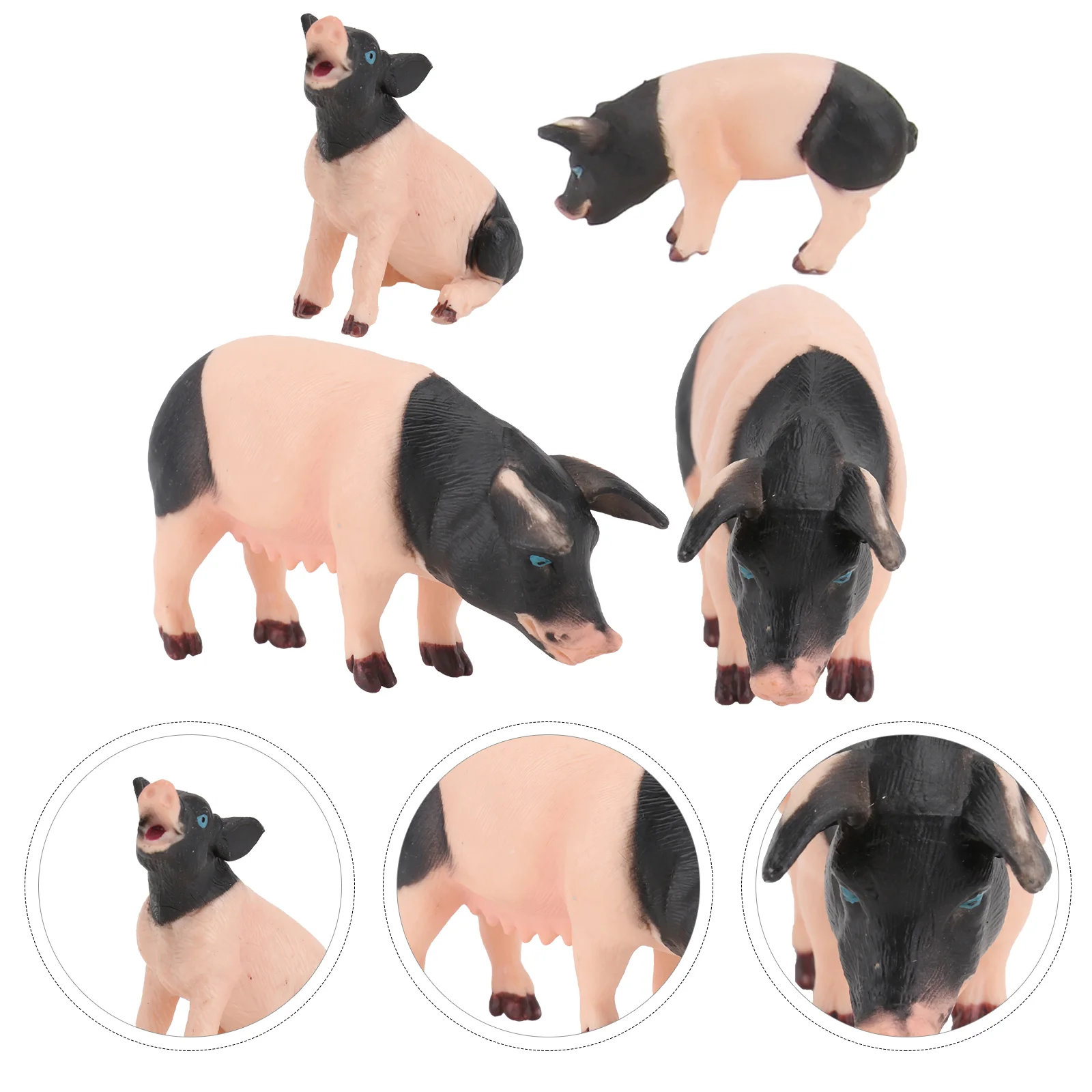 

4 Pcs Model Desktop Toys Decoration Plaything Farm Poultry Piggy Educational Pvc Animal Photography Props Mini Models