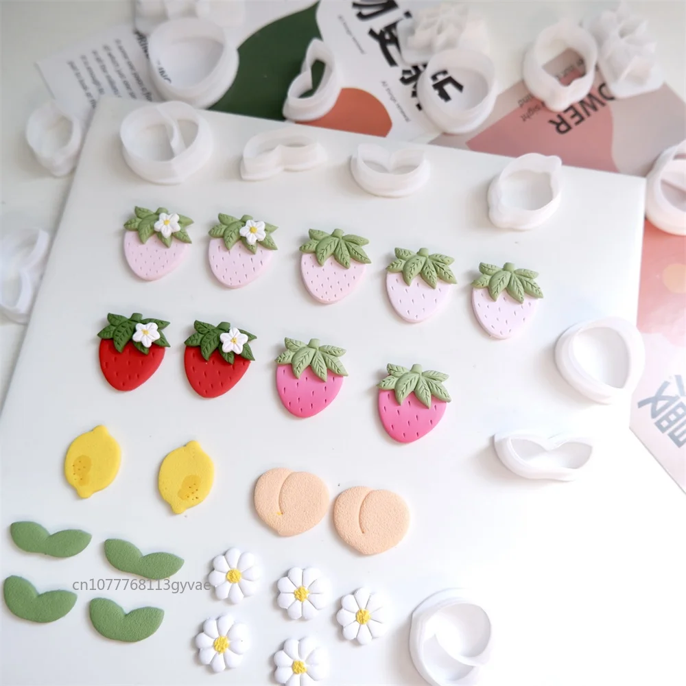 

Мультяшная серия фруктов, полимерная зернистость, клубника/лимон/Персик в форме «сделай сам», серьги, подвески, ювелирные изделия, форма для резки глины