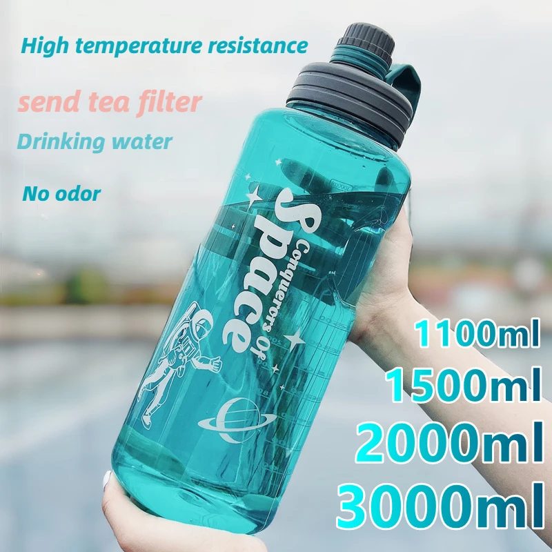 

1L/2L/3L Water Bottle Large Capacity Plastic Portable Reusable With Scale Kettle Outdoor Fitness 2Liter Sports Water Bottle Men