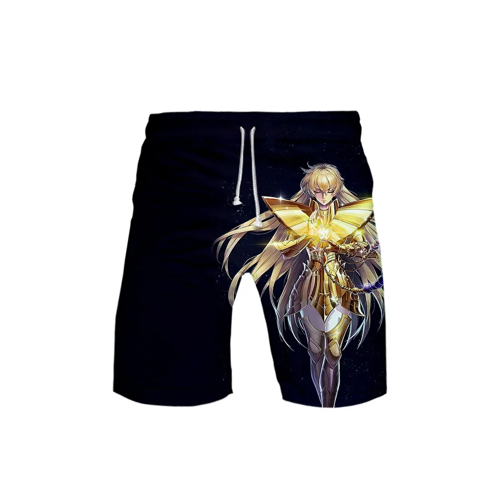 

Модные плавки с 3D-принтом аниме gold Saint Seiya, пляжные шорты быстросохнущие, мужские удобные спортивные штаны для плавания