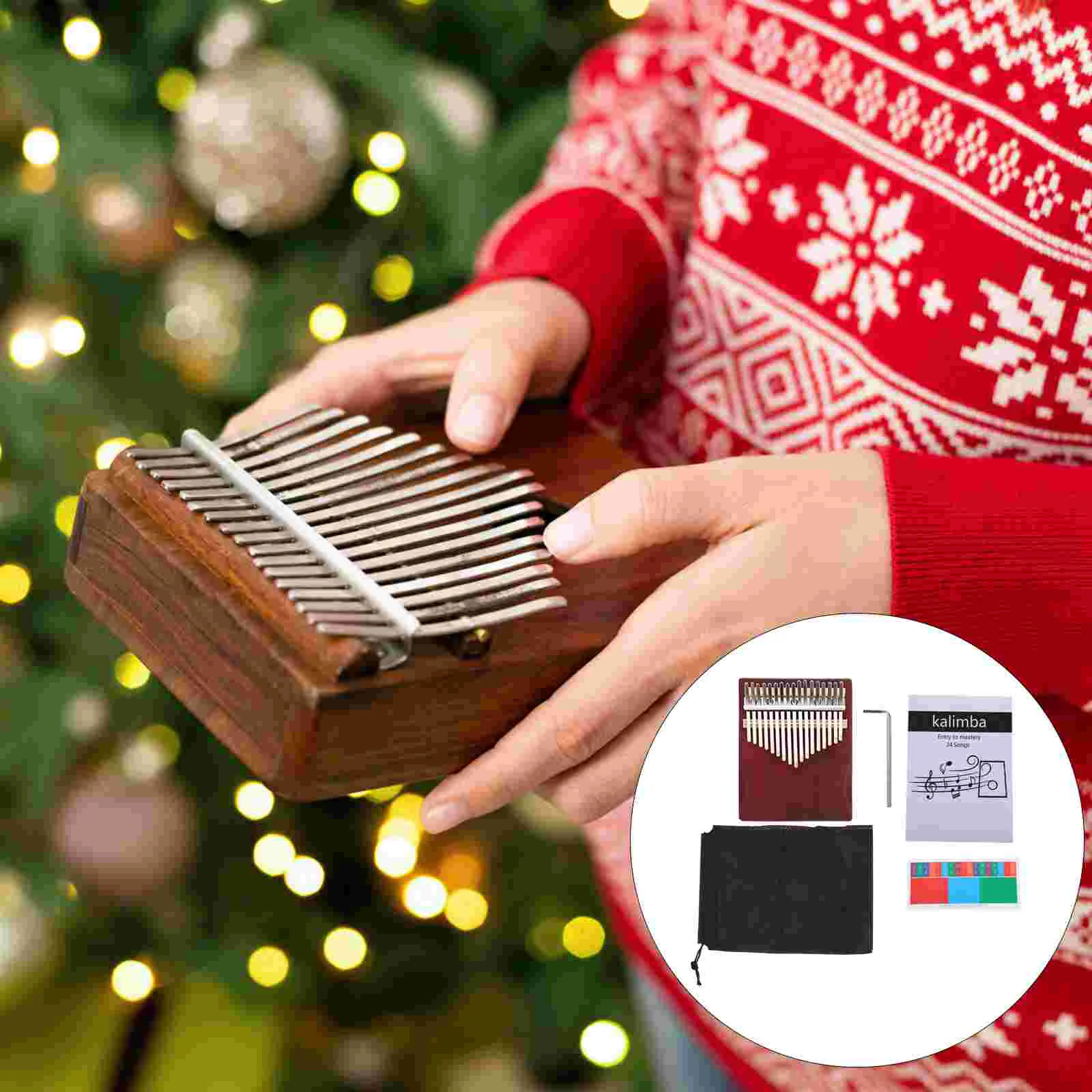 

1 Set of Creative Small Finger Piano Wooden Durable Kalimba Chic 17-tone Kalimba