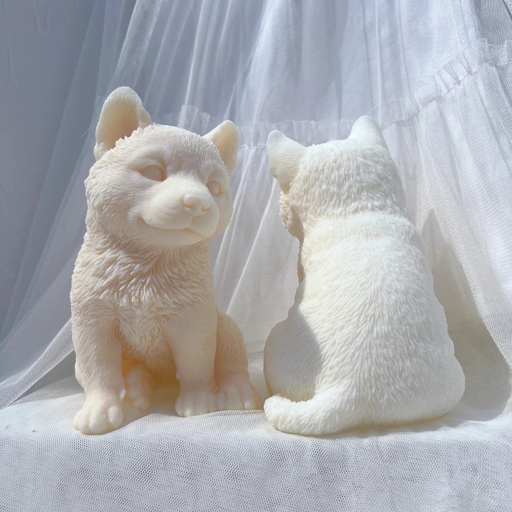 Сибирский хаски сани Собака Щенок свеча форма животные щенки соевый воск