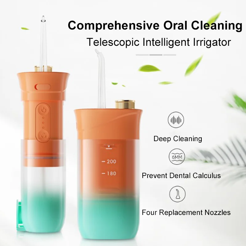 Teeth Irrigator USB Rechargeable Water Flosser Irrigator Dental Portable 200ML Water Tank IPX7 Waterproof 3 Modes Teeth Cleaner