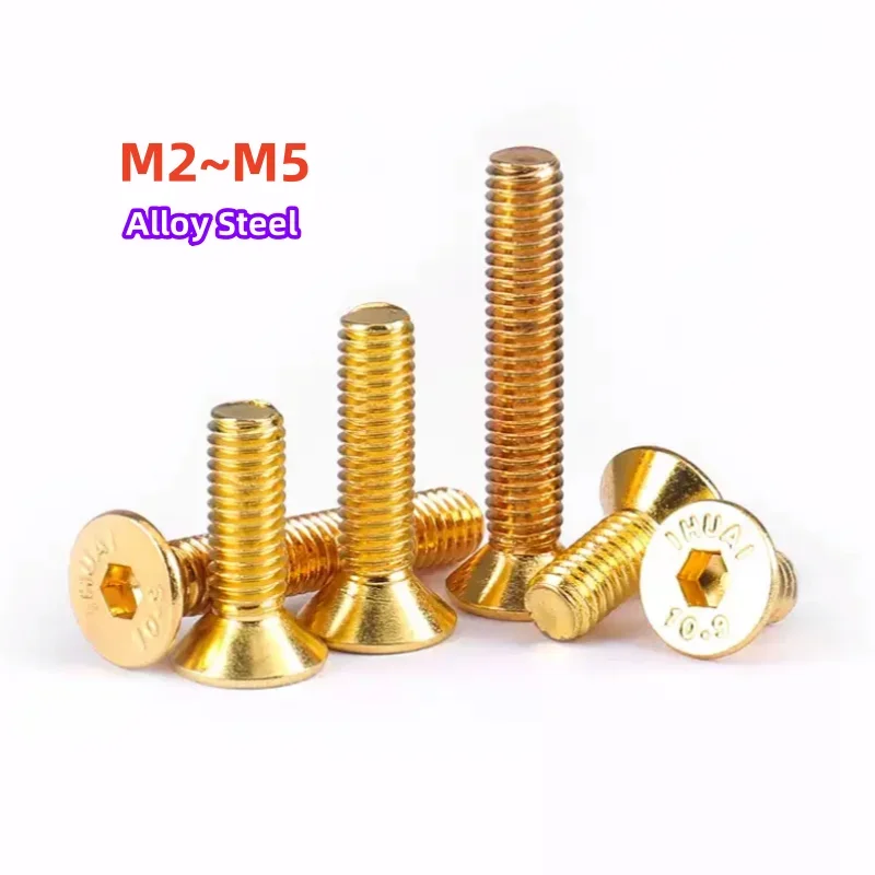 

Винты с потайной головкой и шестигранной головкой M2-M5 стальные титановые золотые 4-35мм