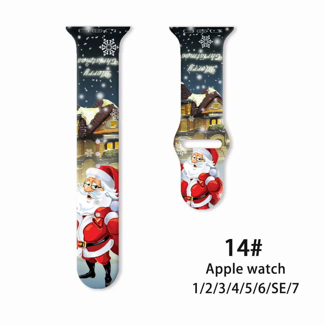 

Silicone Strap For Apple Watch Band 38MM 40MM 41MM 45MM 49MM 44MM Christmas Printing Silicone Bracelet Strap iWatch 8 7 SE 6 5 4