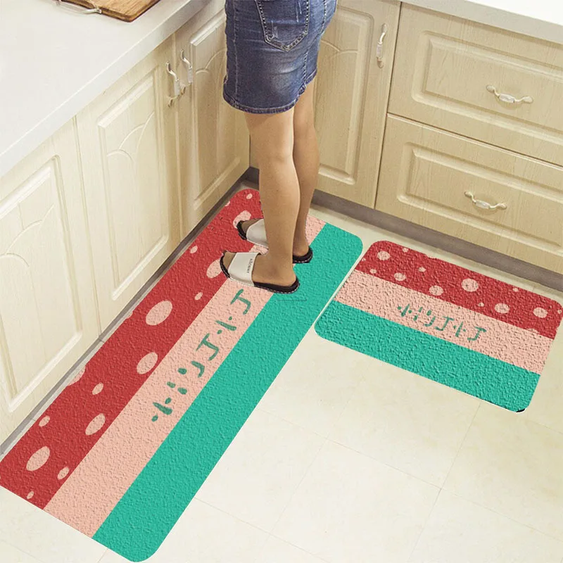 

Color Floor Mats 2-piece Set Modern Home Kitchen Floor Mat Living Room Floor Mat Decoration Non-slip Kitchen Protective Area Rug