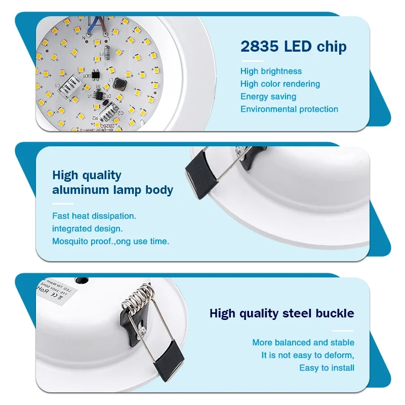 6 шт. встроенный круглый потолочный светильник 5 Вт 9 12 15 18