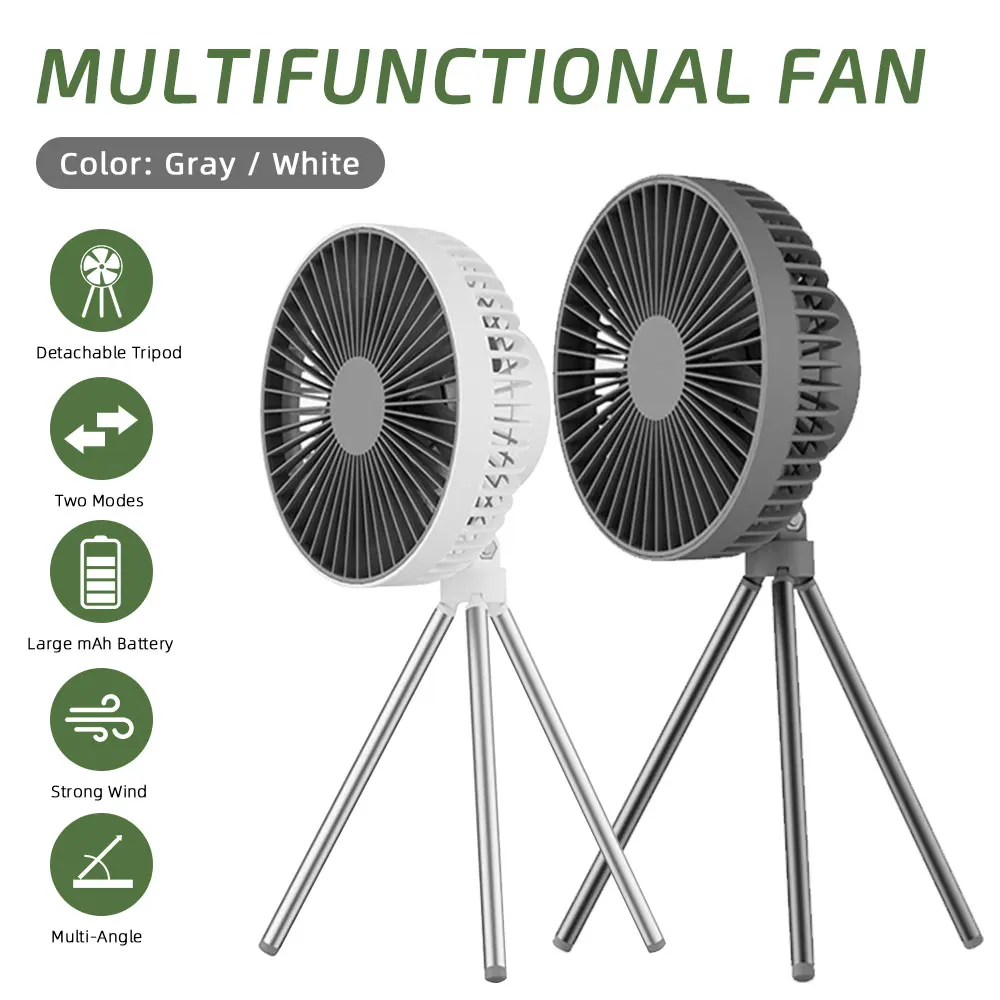 

10000mAh Rechargeable Battery Operated Camping Fan, Air Circulating USB Fan with Hanging Belt,Portable for Outd Camping Tent Car