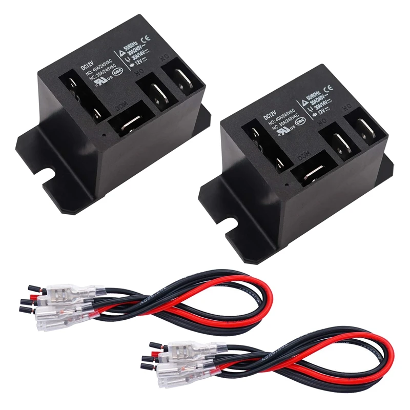 

2PCS Power Relay Coil, 30A SPDT(1NO 1NC) 120 VAC With 10 Quick Connect Terminals Wires