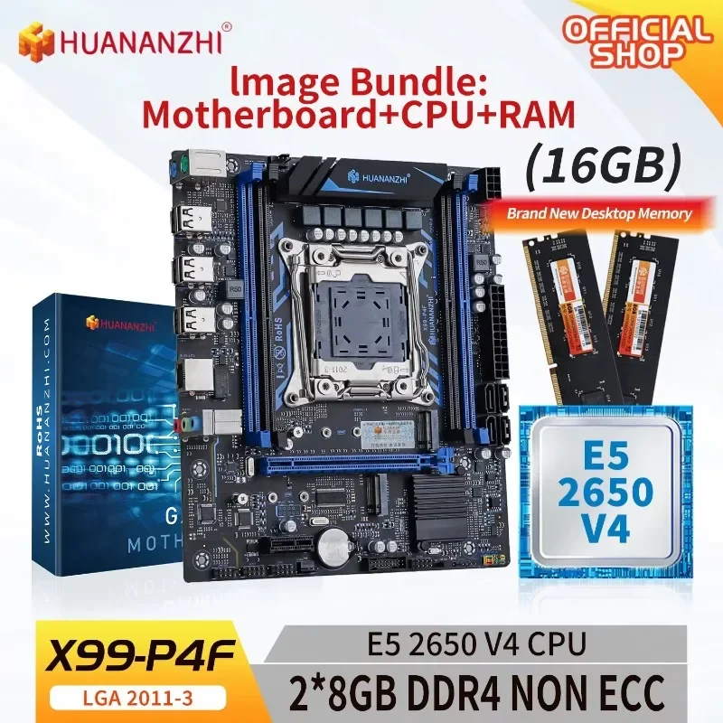 Материнская плата HUANANZHI X99 P4F LGA 2011-3 XEON с поддержкой Intel E5 2650 V4 комбинированный