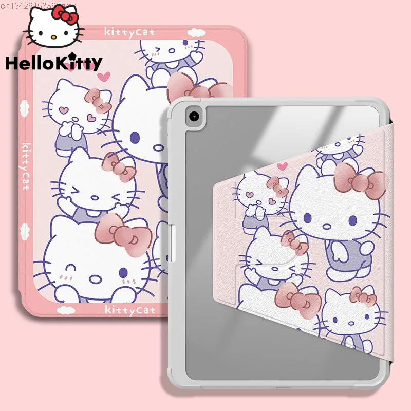 

Sanrio Kawaii Hello Kitty Cinnamoroll акриловый IPad Air 5 защитный вращающийся чехол для планшетного компьютера 11 дюймов 9th 10th